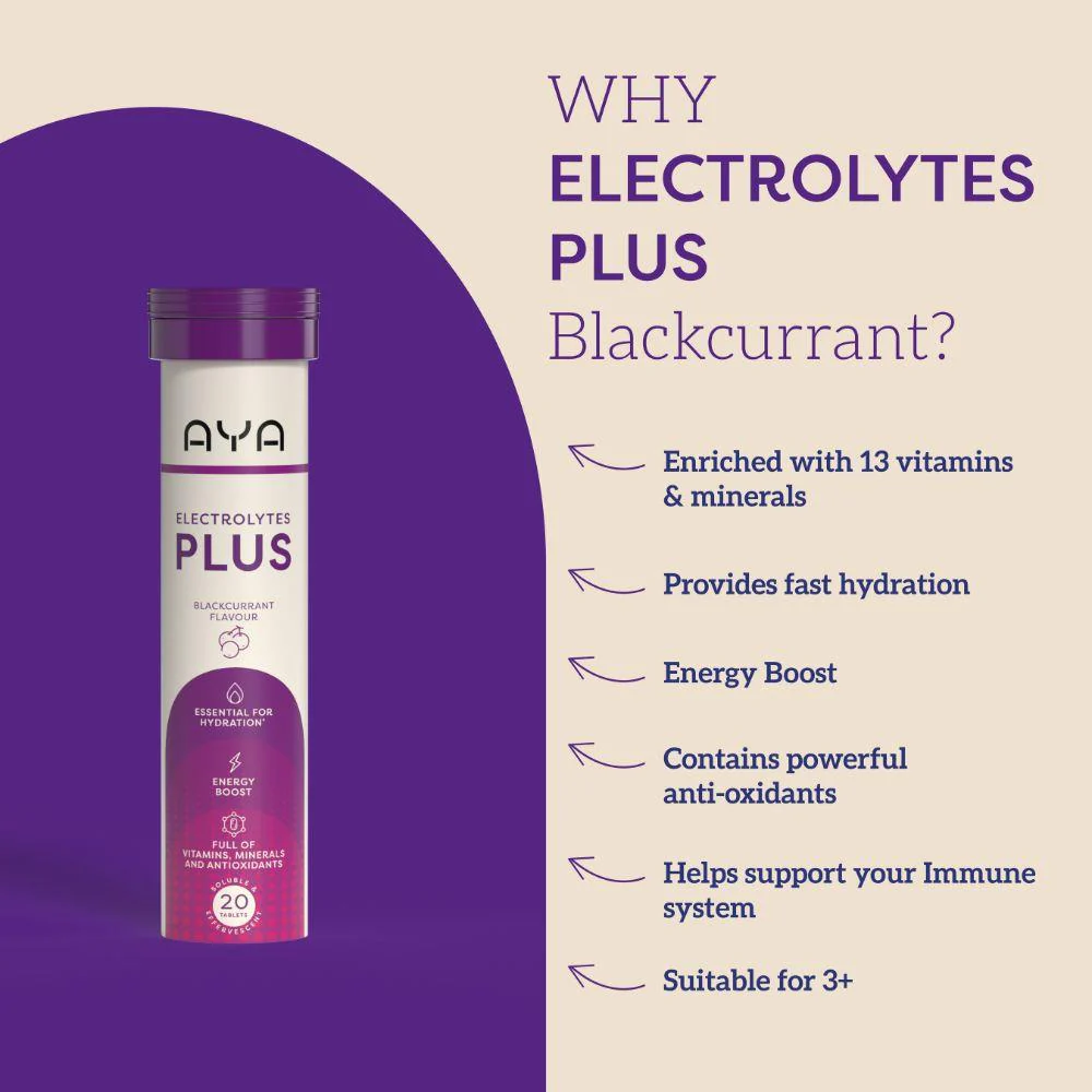 Aya Electrolytes Plus Blackcurrant Flavour 20 Tablets - Image 3