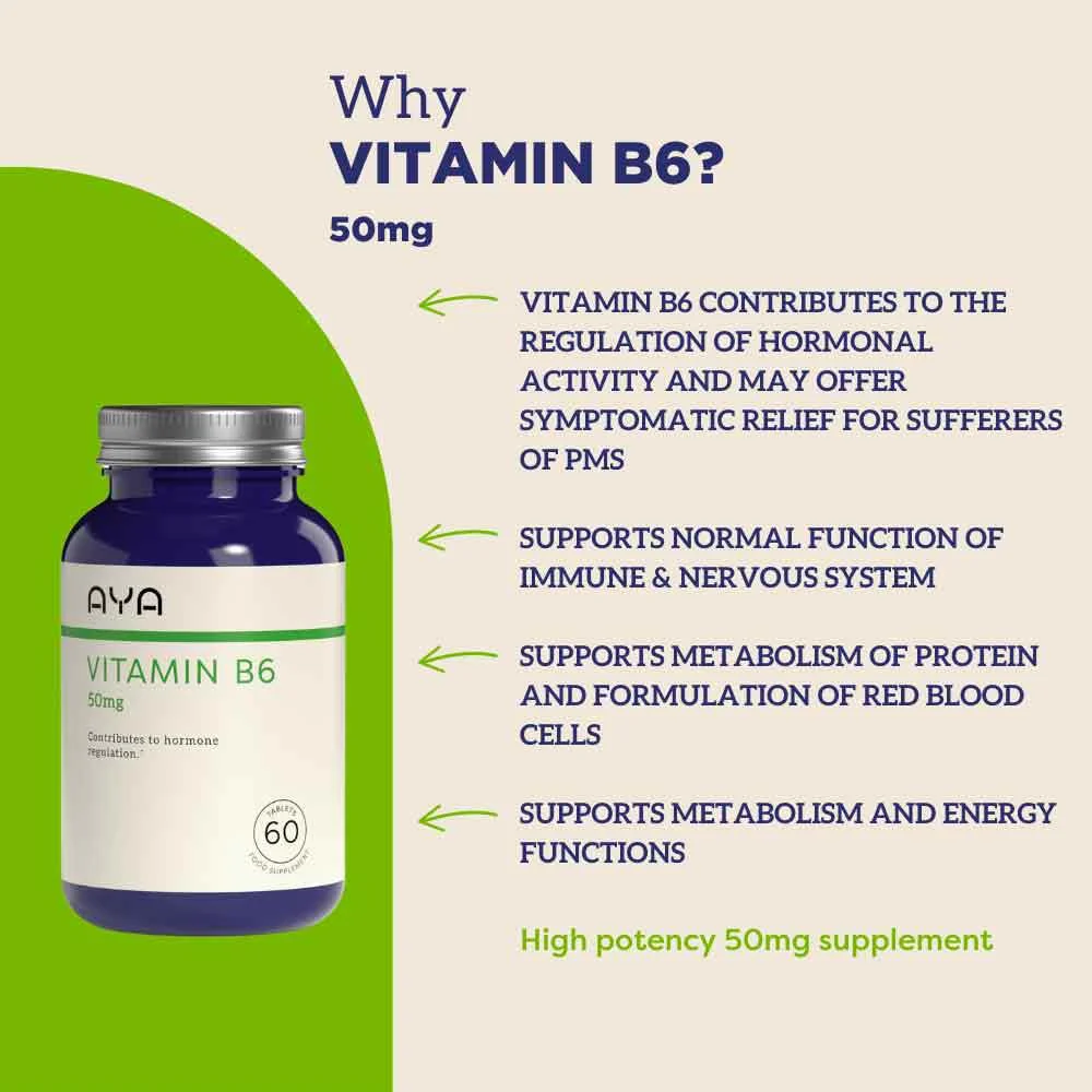 AYA Vitamin B6 50mg Tablets 60 Pack - Image 2