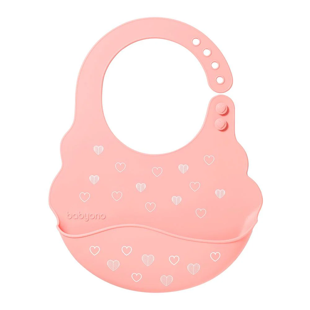 Babyono Silicone Baby Bib with Adjustable Clasp Pink