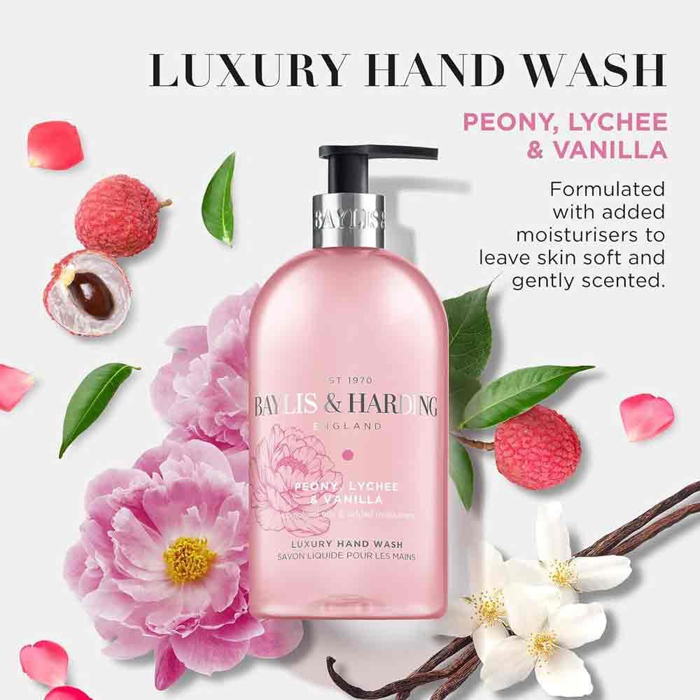 Baylis & Harding Peony Lychee & Vanilla  Hand Wash 500ml - Image 3
