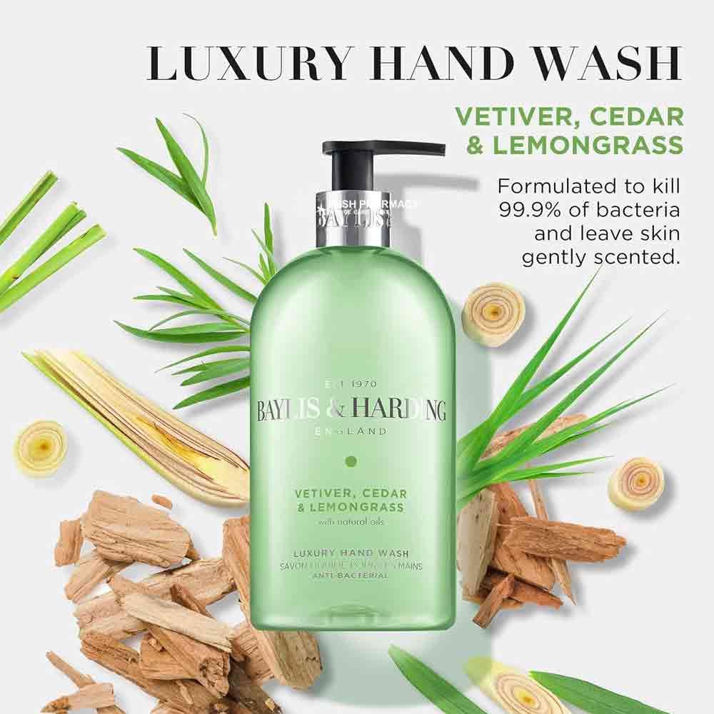Baylis & Harding Vetiver Cedar & Lemongrass  Hand Wash 500ml - Image 3