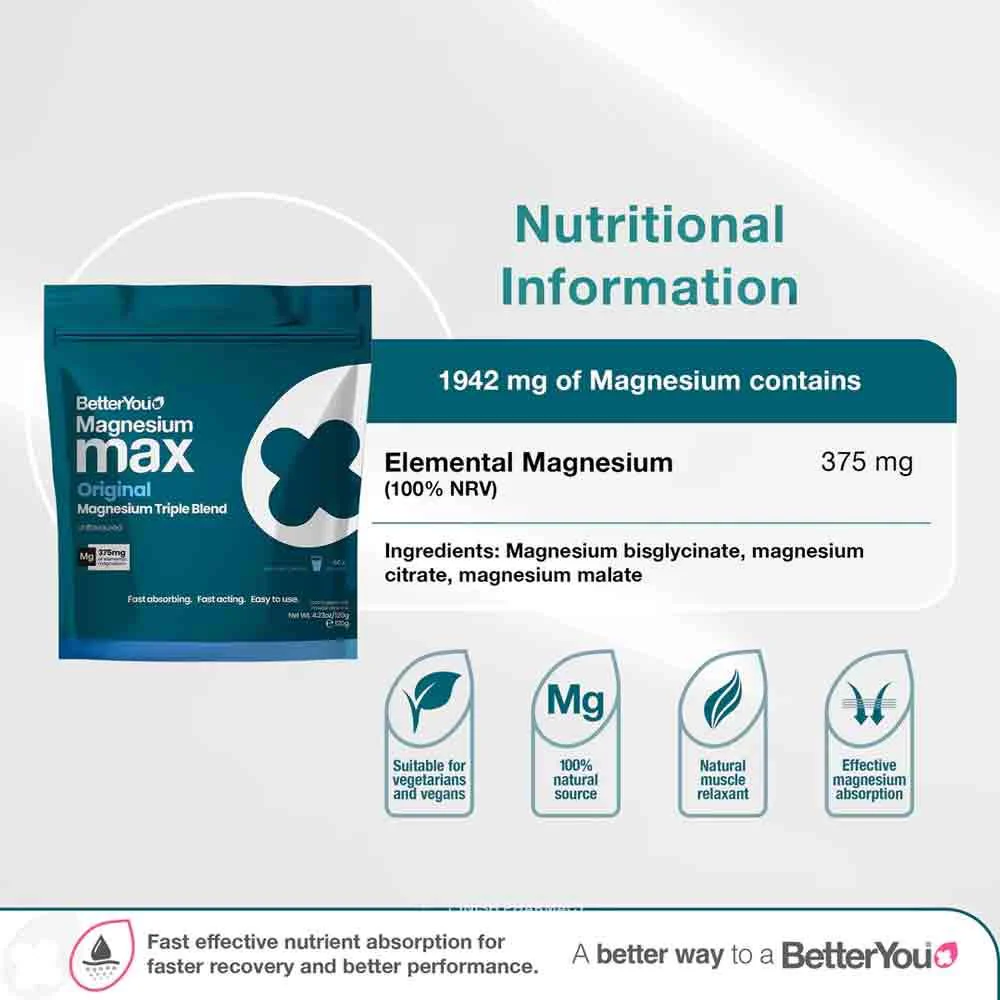 BetterYou Magnesium Max Original Powder 120g - Image 3