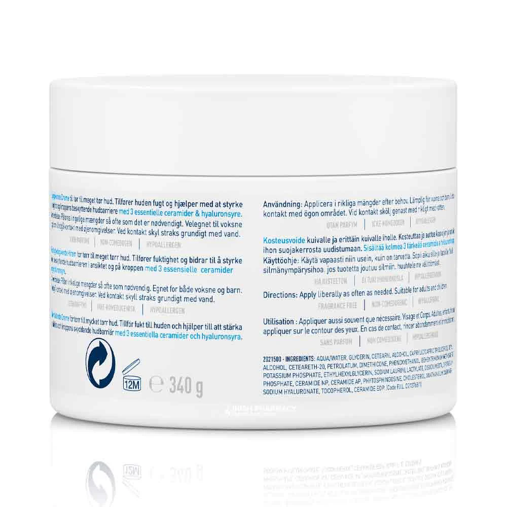 CeraVe Moisturising Cream With Hyaluronic Acid & Ceramides For Dry to Very Dry Skin 340g - Image 2