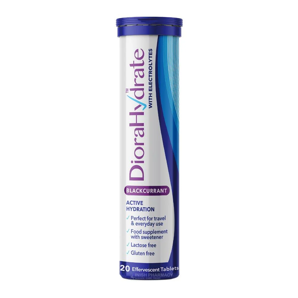 DioraHydrate with Electrolytes Blackcurrant 20 Effervescent Tablets