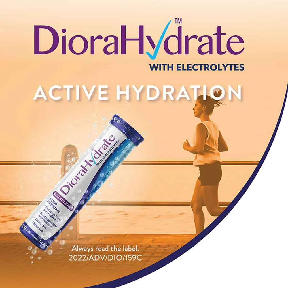DioraHydrate with Electrolytes Blackcurrant 20 Effervescent Tablets - Image 2