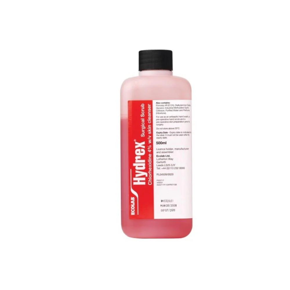 Ecolab Hydrex Disinfectant Surgical Scrub 4% Chlorhexidine Gluconate 500ml