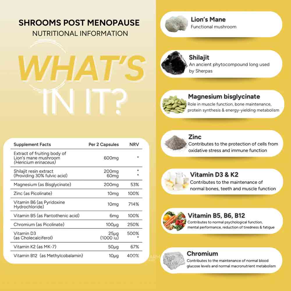 FabU Shrooms Post Menopause 60 Capsules - Image 6