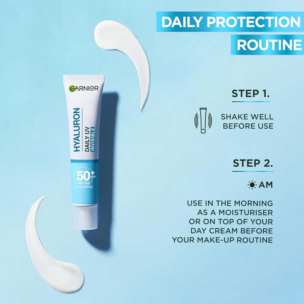 Garnier Hyaluron Daily UV Protect Invisible Fluid SPF50+ 40ml - Image 2