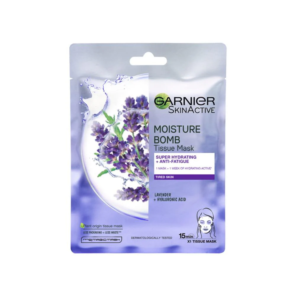 Garnier Moisture Bomb Sheet Mask - Lavender Super Hydrating Anti Fatique For Tired Skin