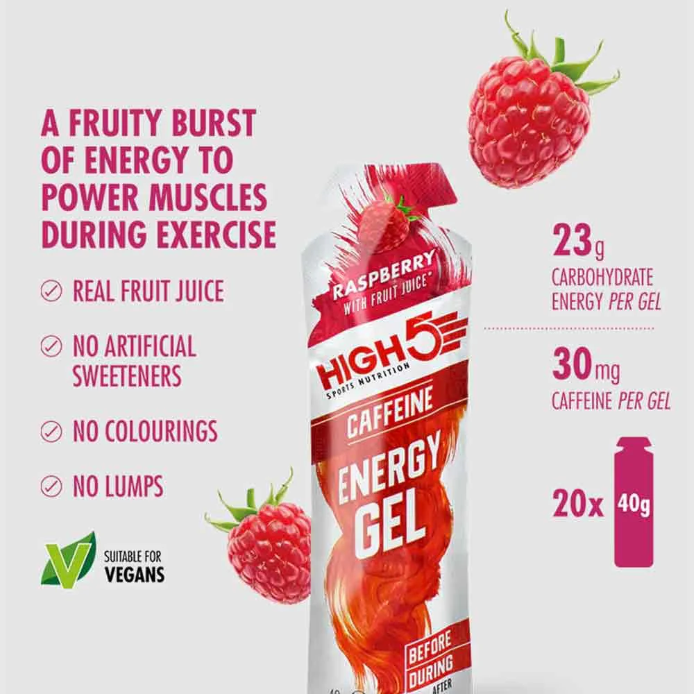 High 5 Energy Gel Caffeine Raspberry - Image 2