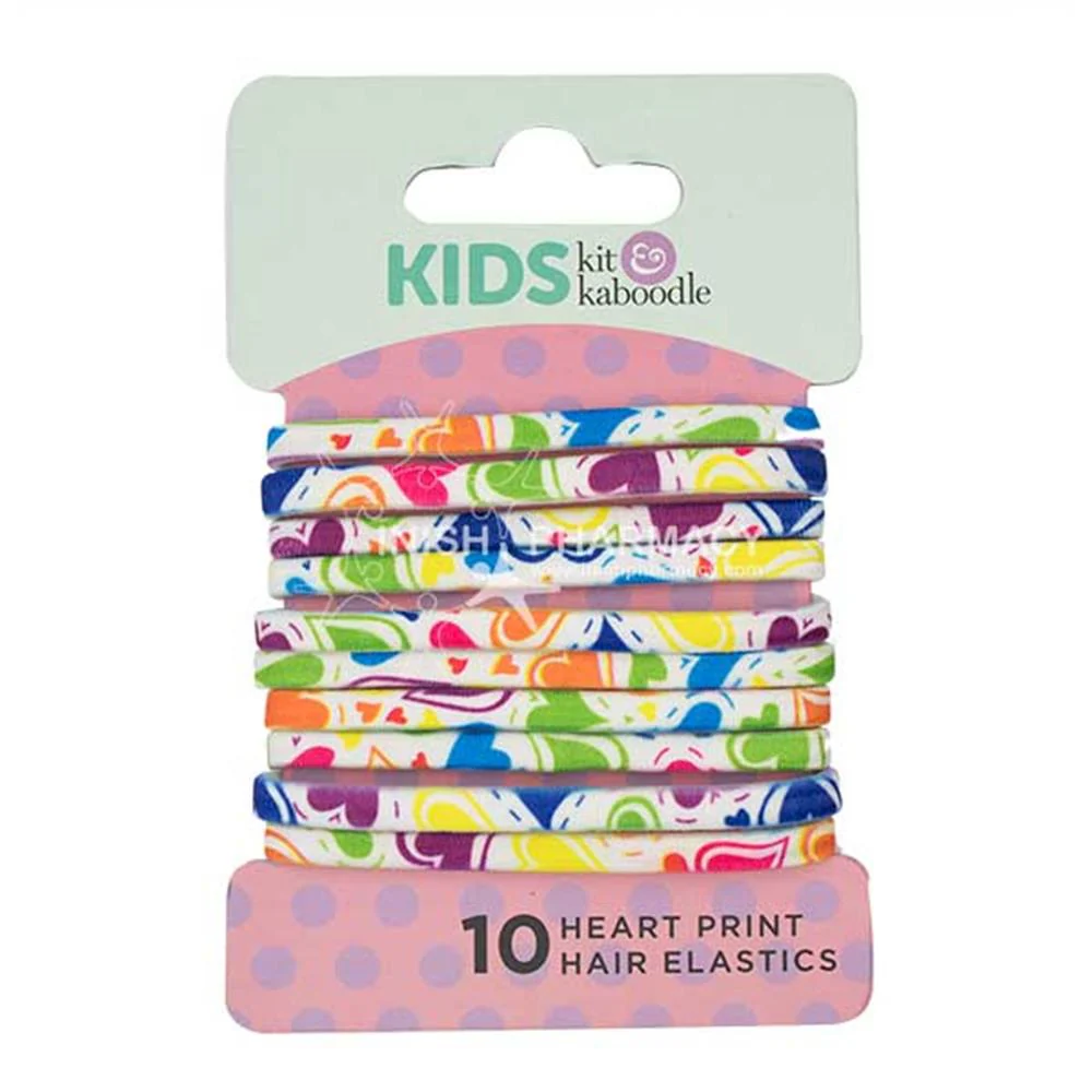 Kit & Kaboodle Heart Print Elastics 10 Pack