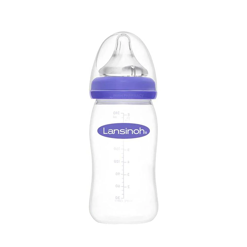 Lansinoh Feeding Bottle with Natural Wave Teat Medium Flow 240ml - Image 2