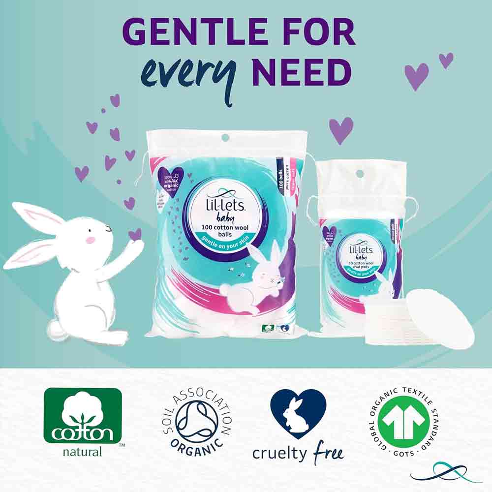 Lil-lets Baby Cotton Wool Oval Pads 50 Pack - Image 6