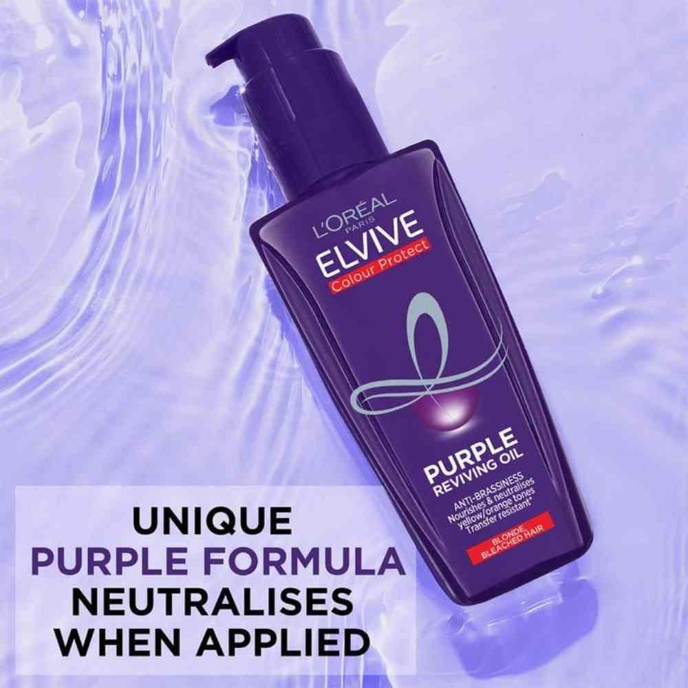 L'Oreal Elvive Colour Protect Purple Reviving Oil For Blonde Bleached Hair 100ml - Image 3