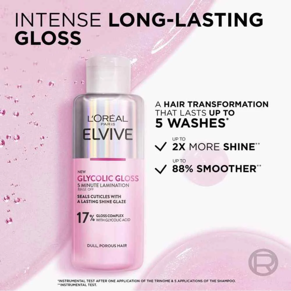 L'Oreal Elvive Glycolic Gloss Rinse-Off 5 Minute Lamination Treatment 200ml - Image 3