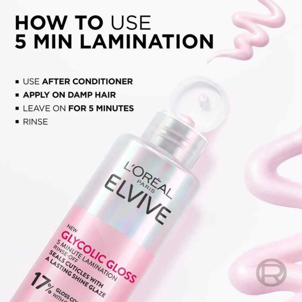 L'Oreal Elvive Glycolic Gloss Rinse-Off 5 Minute Lamination Treatment 200ml - Image 6