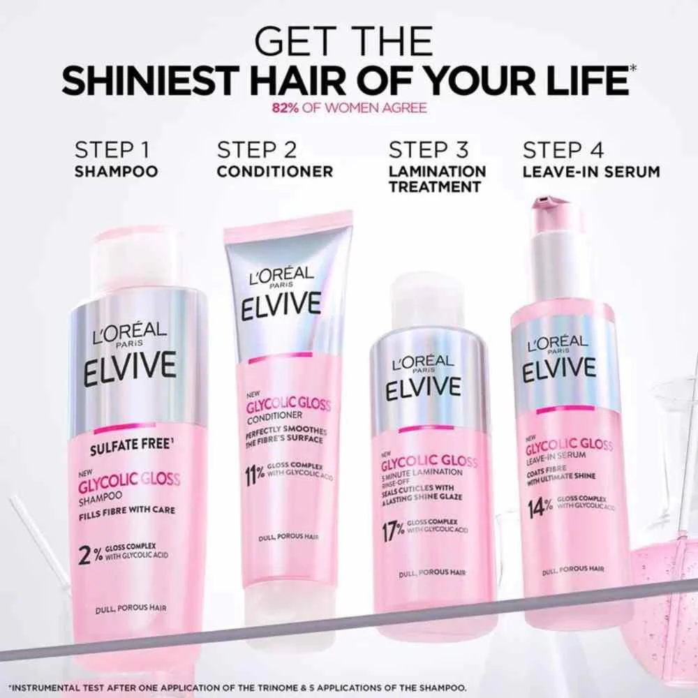 L'Oreal Elvive Glycolic Gloss Rinse-Off 5 Minute Lamination Treatment 200ml - Image 7
