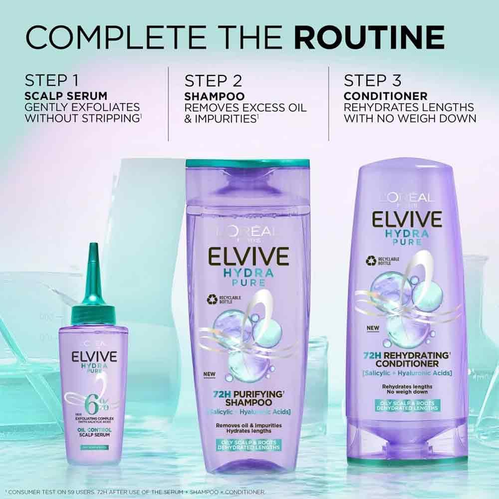 L'Oreal Elvive Hydra Pure 72h Purifying Conditioner 500ml - Image 4