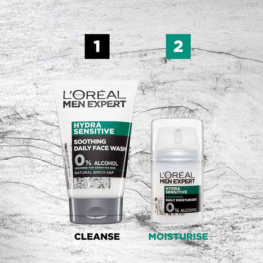L'Oreal Men Expert Hydra Sensitive Soothing Daily Face Wash 100ml - Image 4