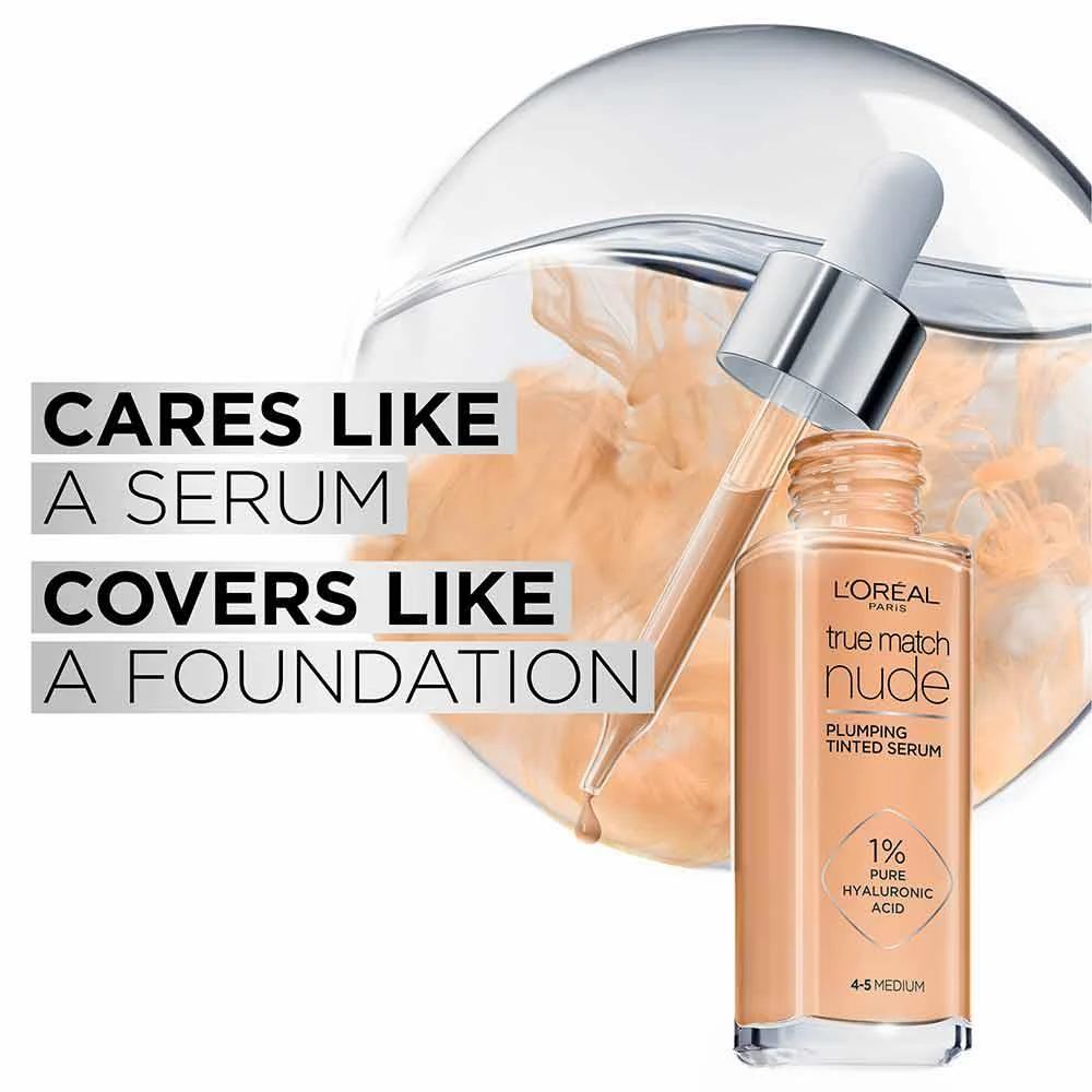 L'Oreal True Match Nude Plumping Tinted Serum 4-5 Medium - Image 2