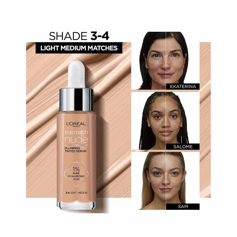 L'Oreal True Match Nude Plumping Tinted Serum 4-5 Medium - Image 4