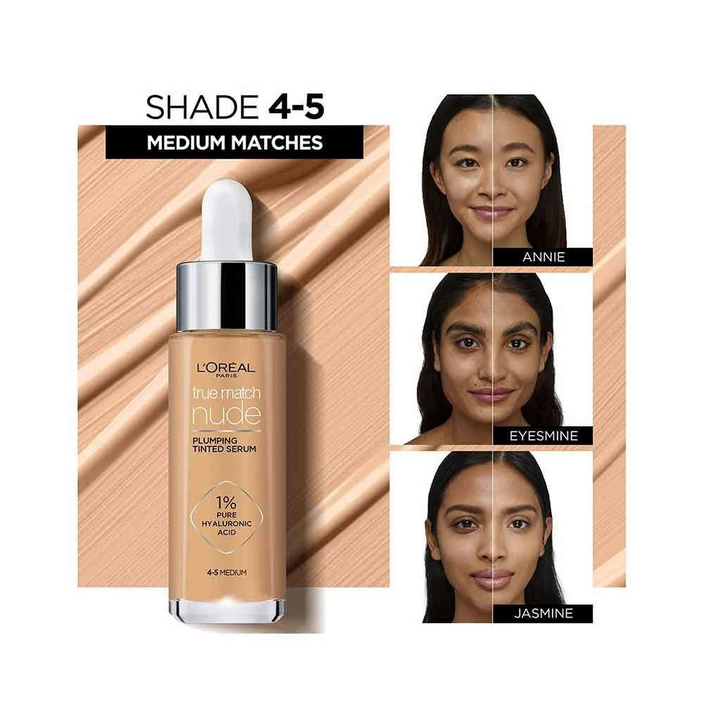 L'Oreal True Match Nude Plumping Tinted Serum 4-5 Medium - Image 5