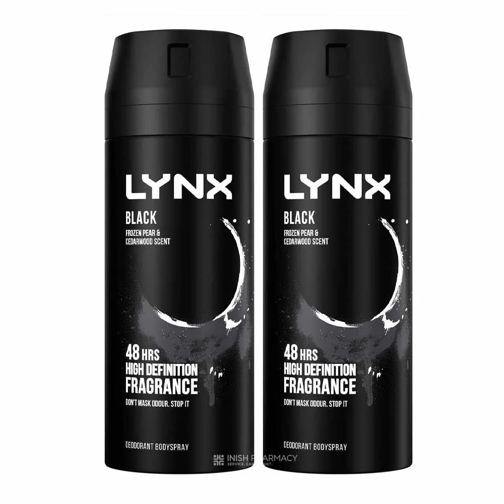 Lynx Body Spray Black 150ml Twin Pack