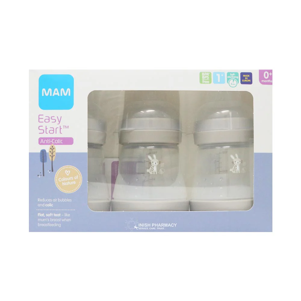 Mam Easy Start Anti-Colic Bottle 0m+ 160ml 3 Pack Unisex Grey