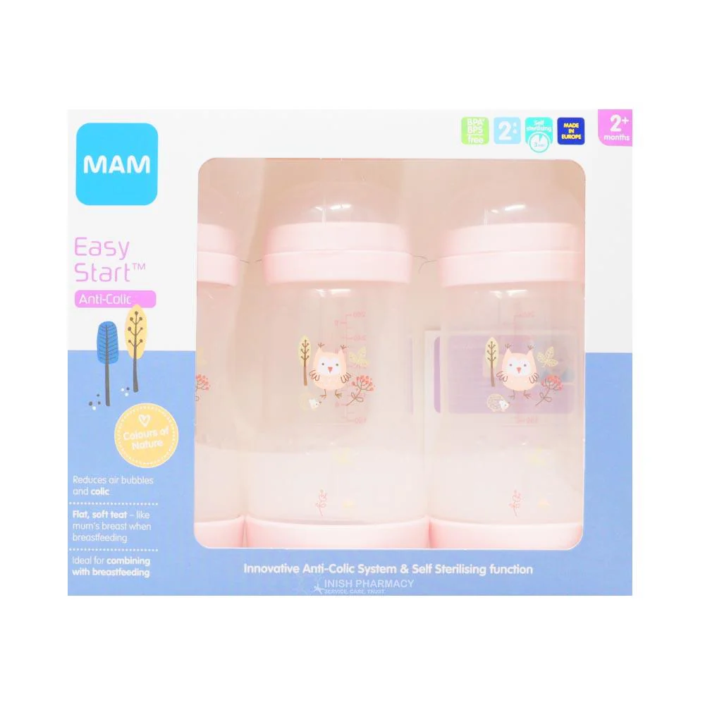 MAM Easy Start Anti-Colic Bottle 2m+ 260ml Pack of 3 Pink