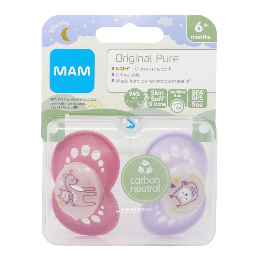 Mam Pure Night 6+M Soother 2 Pack