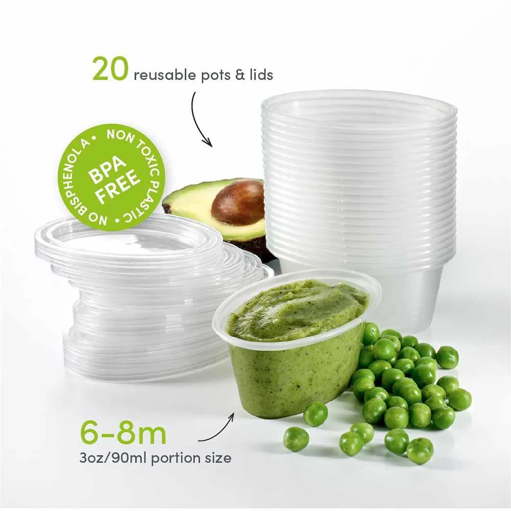 Mummy Cooks 6 Months+ Weaning Set Reusable Pots & Lids 20 Pack - Image 3