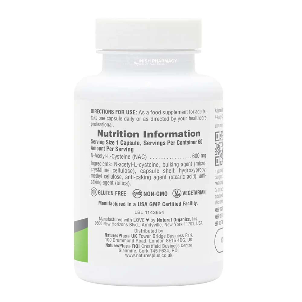Natures Plus PRO NAC N-Acetyl Cysteine 600mg 60 Capsules - Image 2