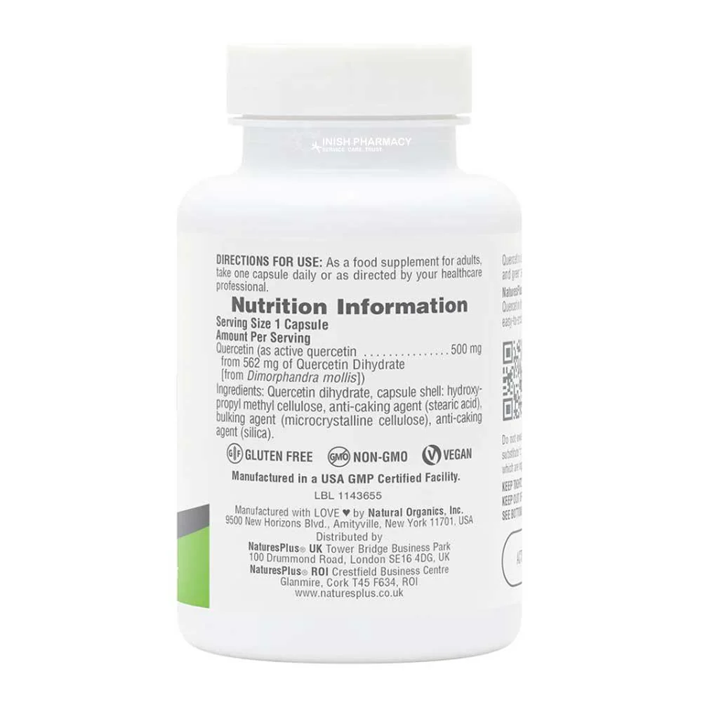 Natures Plus Quercetin 500mg 60 Capsules - Image 2