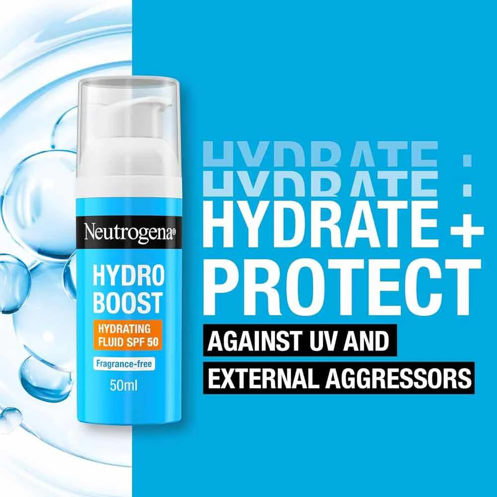 Neutrogena Hydro Boost Hyaluronic Acid SPF50 Hydrating Fluid 50ml - Image 2