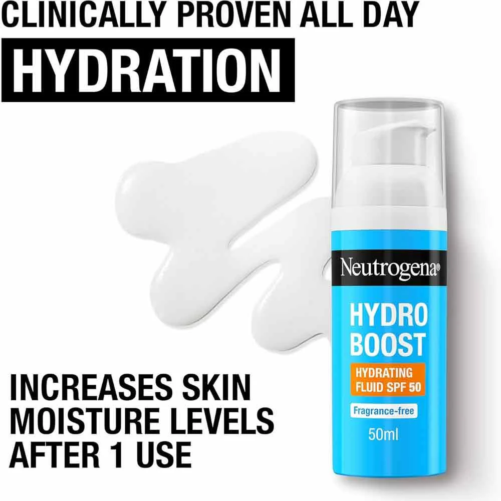 Neutrogena Hydro Boost Hyaluronic Acid SPF50 Hydrating Fluid 50ml - Image 3