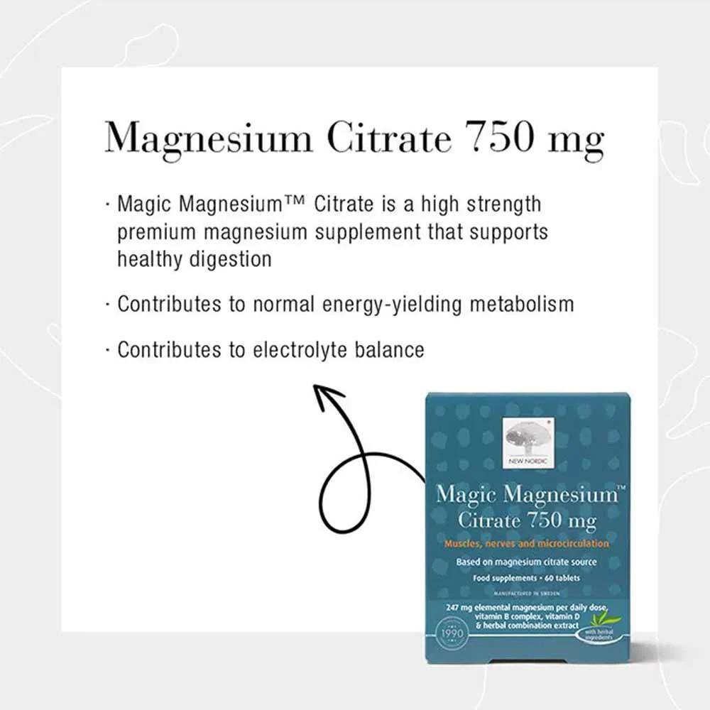 New Nordic Magic Magnesium Citrate 750mg 60 Tablets - Image 3
