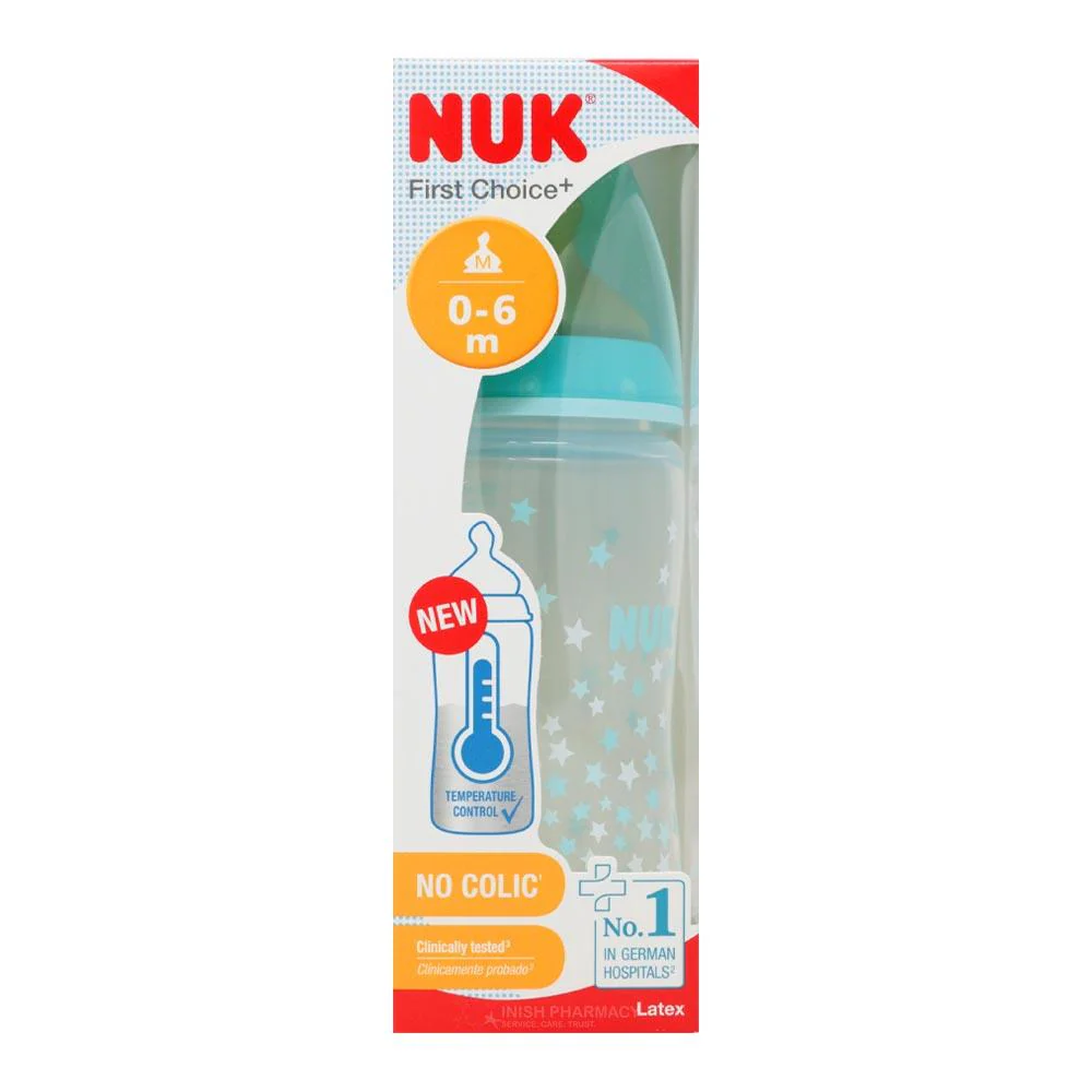 NUK First Choice Latex Baby Bottle Temperature Control Size 1 0-6m 300ml - Image 2
