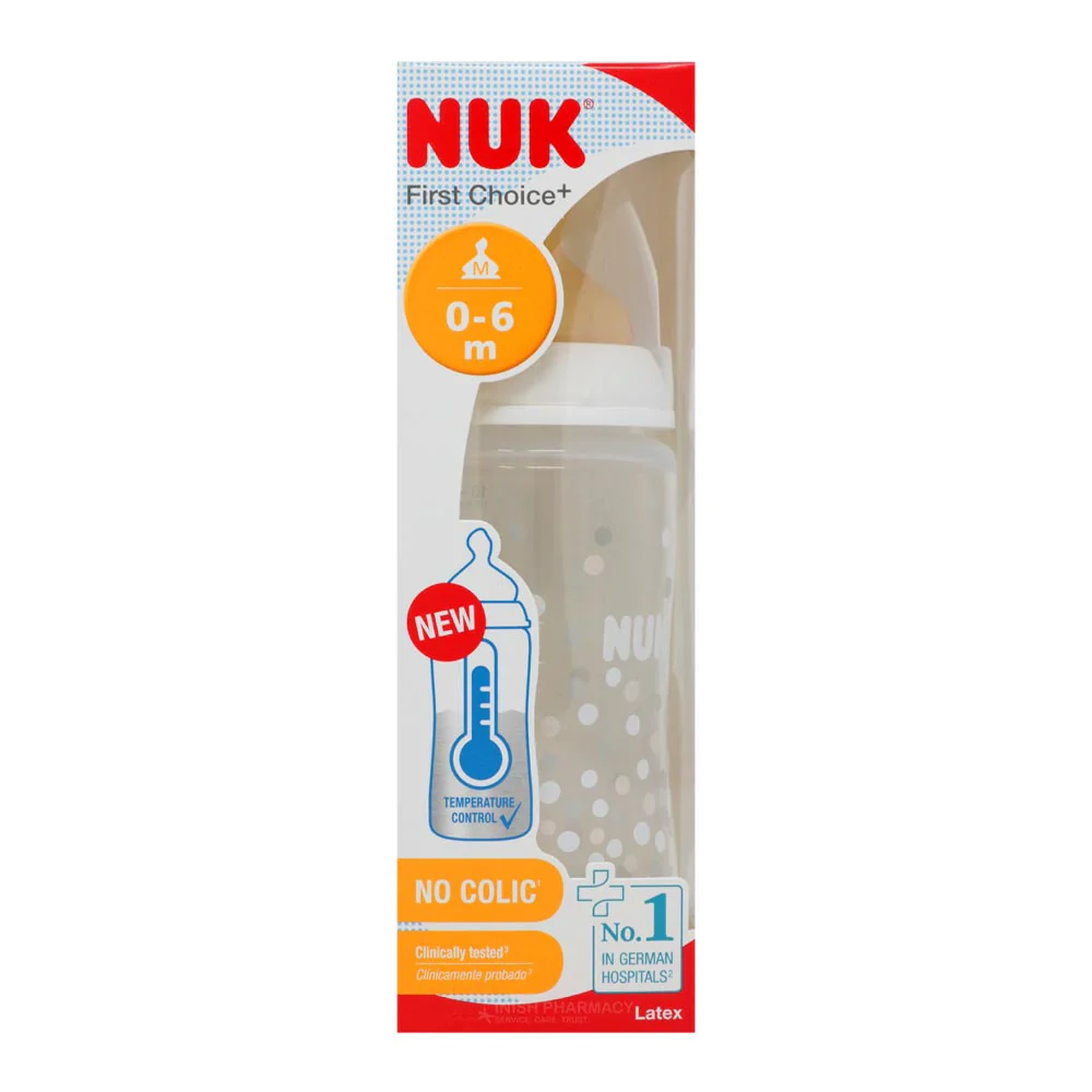 NUK First Choice Latex Baby Bottle Temperature Control Size 1 0-6m 300ml - Image 4