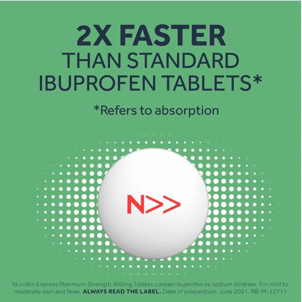 Nurofen Express Max Strength 400mg Ibuprofen Tablets - Image 3