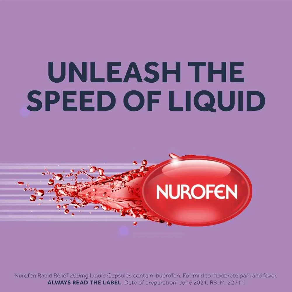Nurofen Ibuprofen Rapid Relief Liquid Capsules 200mg- 24 Capsules - Image 4