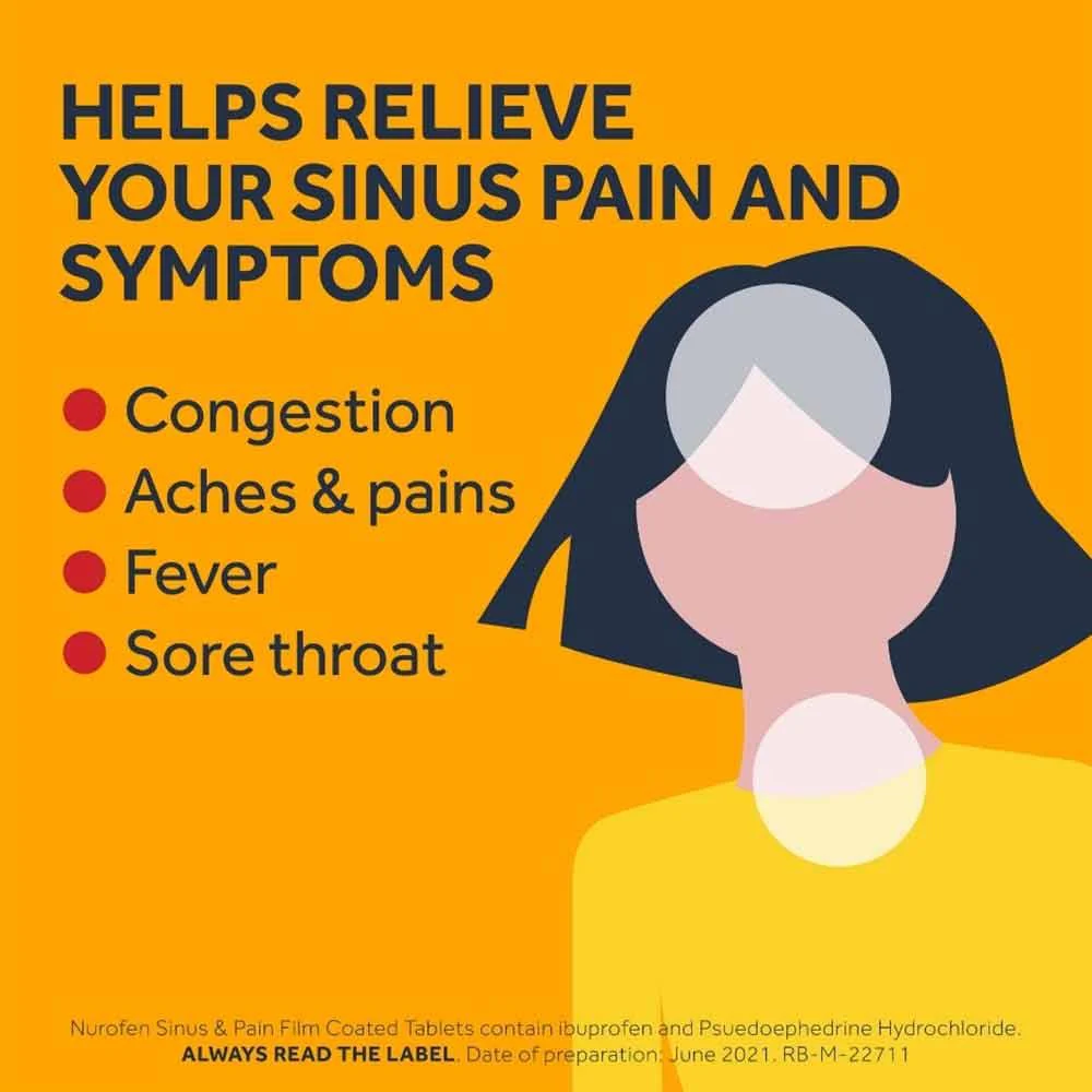 Nurofen Sinus & Pain Ibuprofen 200mg Film Coated Tablets - 24 Pack - Image 4
