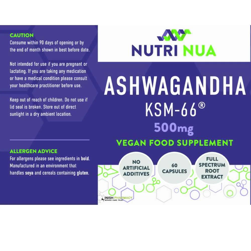 Nutri Nua Ashwagandha KSM-66 500mg 60 Capsules - Image 2