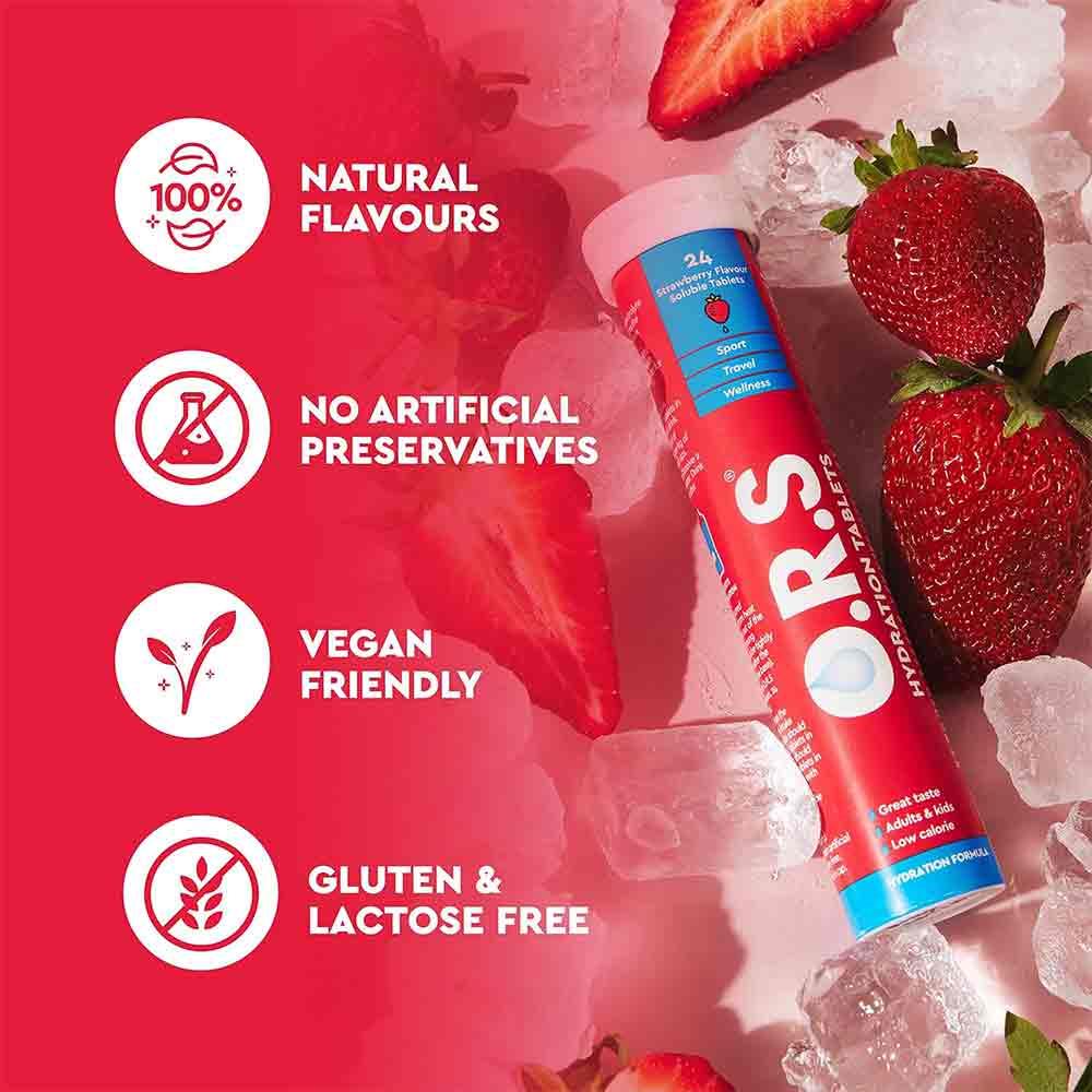 O.R.S. Hydration Tablets Strawberry Flavour 24 Pack - Image 3