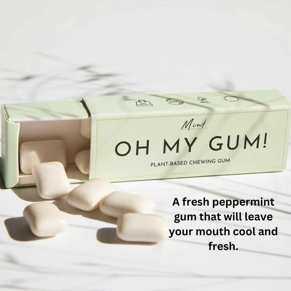 Oh My Gum! Mint Flavoured Plant Based Chewing Gum 10 Pieces - Image 4