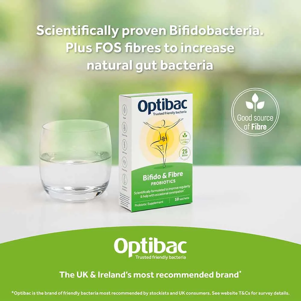 Optibac Probiotics 25 Billion Bifidobacteria & Fibre 30 Sachets - Image 2