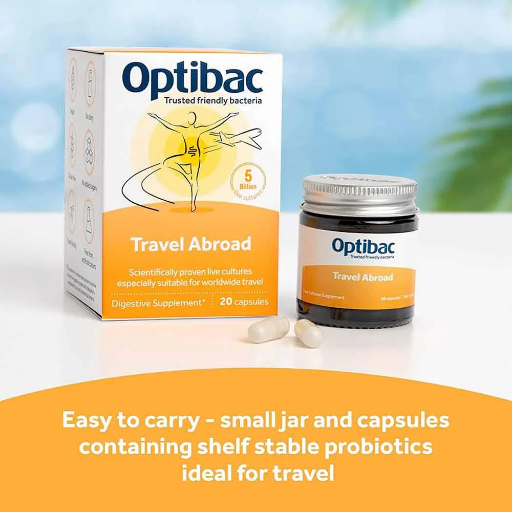 OptiBac Probiotics Travel Abroad Probiotic Capsules 20 Pack - Image 2