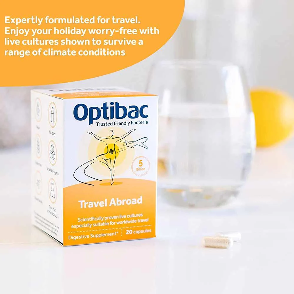 OptiBac Probiotics Travel Abroad Probiotic Capsules 20 Pack - Image 3