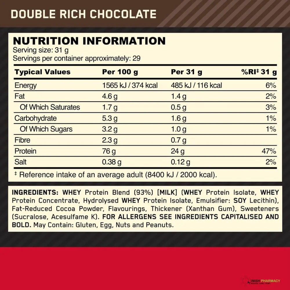 Optimum Nutrition Gold Standard 100% Whey Double Rich Chocolate 900g - Image 3