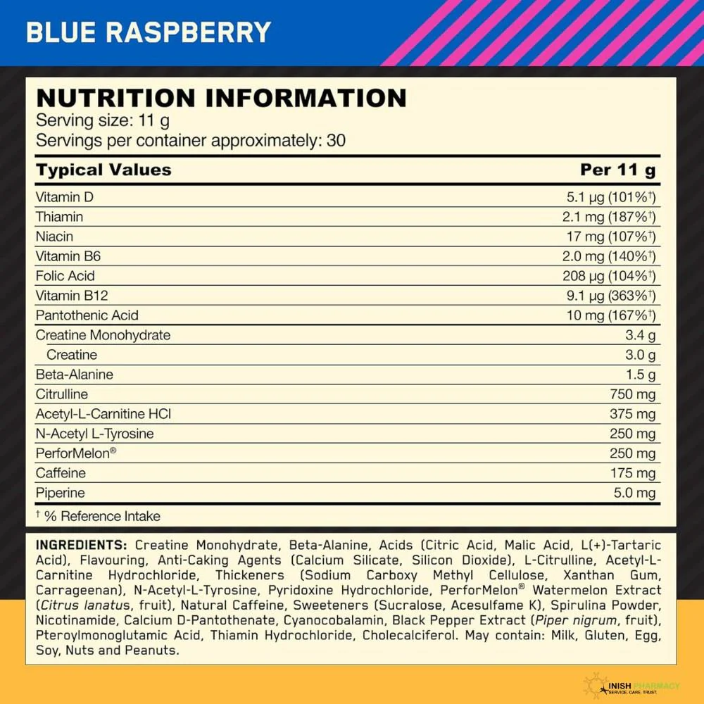 Optimum Nutrition Pre-Workout Blue Raspberry 300g - Image 5