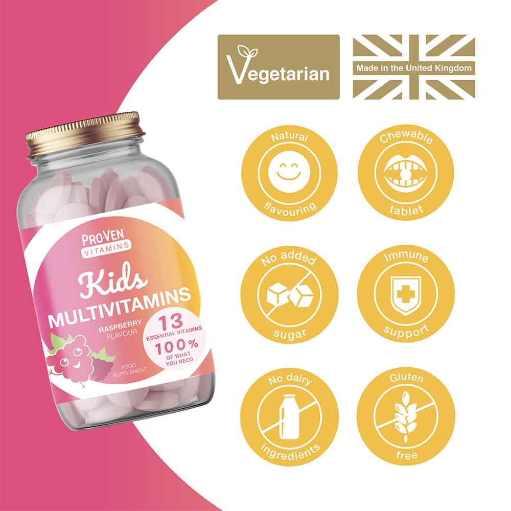 Pro-Ven Vitamins Kids Multivitamin Raspberry Flavour 60 Chewables - Image 2